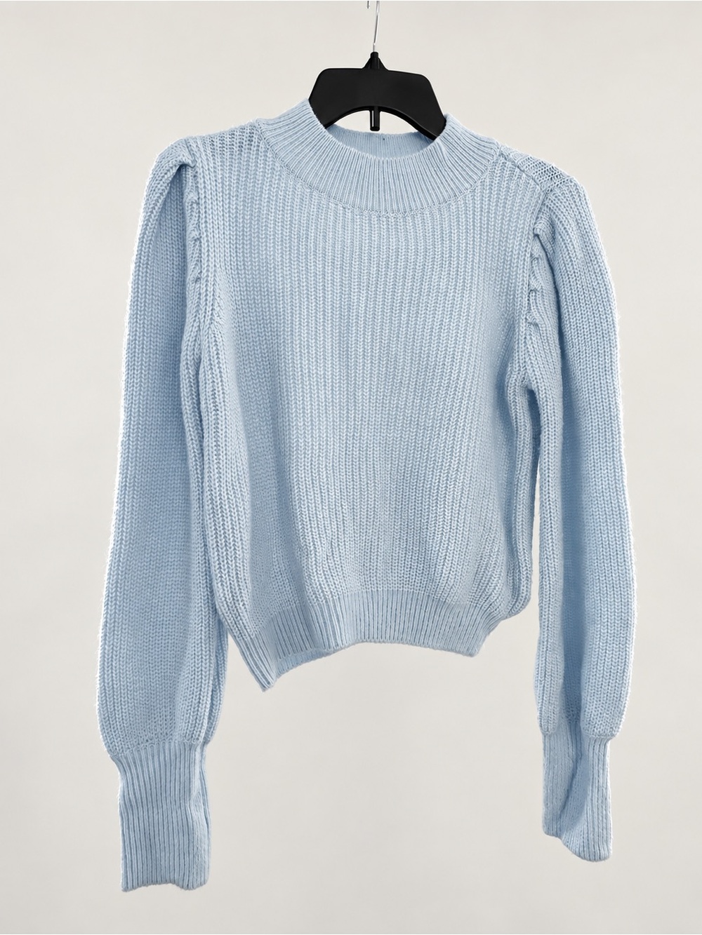 SO Light Blue Ribbed Turtleneck Sweater